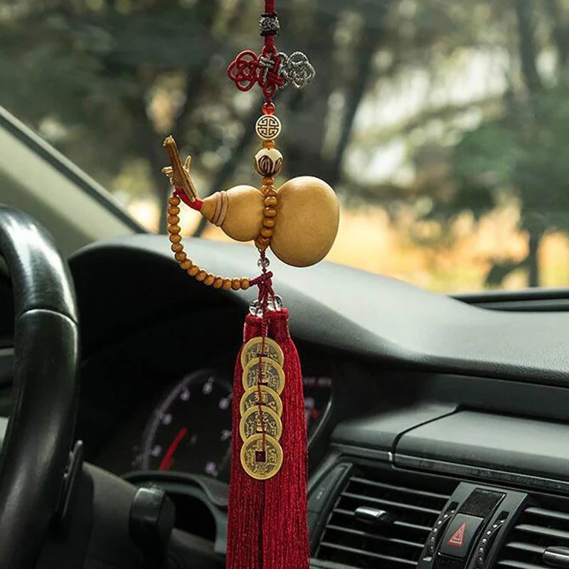 Lucky Gourd and Coin Rearview Mirror Hanging Ornament